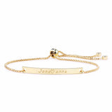 Duoying Name Bracelets Personalized Engraved Adjustable Slider Clasp Bracelet