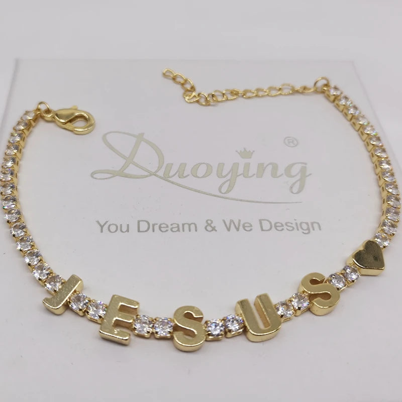 Duoying Tennis Chain Bracelet Zircon Name Bracelet Women Gift