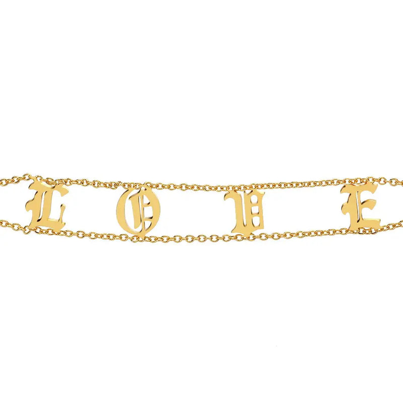 Old English Letters Double Chain Link DIY Bracelet