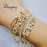 Personalized Birthstone Nameplate Chain Bracelet Zircon Layered Chains