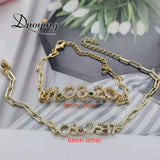 Personalized Birthstone Nameplate Chain Bracelet Zircon Layered Chains