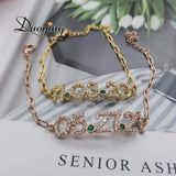Personalized Birthstone Nameplate Chain Bracelet Zircon Layered Chains