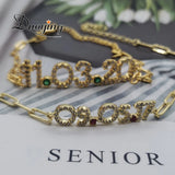 Personalized Birthstone Nameplate Chain Bracelet Zircon Layered Chains