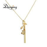 Custom Rose Flower Name Bar Necklace - Engrave in Any Language