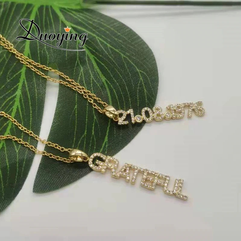Personalized Number Necklace Birthstone Nameplate Chain for Women