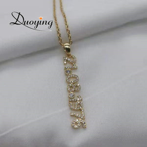 Duoying Custom Number Necklace with Zirconia Stones for Women