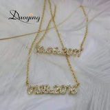 Duoying Custom Number Necklace with Zirconia Stones for Women