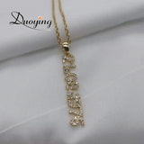 Duoying Custom Number Necklace with Zirconia Stones for Women