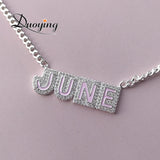 Personalized Rainbow Enamel Choker Necklace with Zirconia Nameplate
