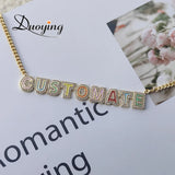 Personalized Rainbow Enamel Choker Necklace with Zirconia Nameplate