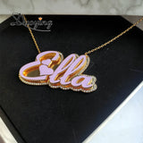 Personalized Enamel Zirconia Nameplate Choker Necklace