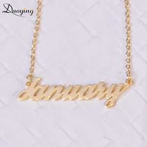 Duoying Stainless Steel 12pcs Month Chain Necklaces Pendant Choker Women