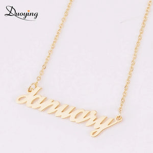 Duoying Stainless Steel 12pcs Month Chain Necklaces Pendant Choker Women