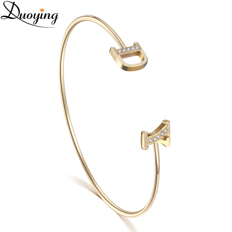 Personalized Initial Name Zirconia Letter Bangles & Bracelets
