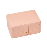 Portable 3 Layers Jewelry Storage Box Display Home Desktop Rectangle Rings