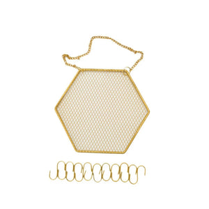 Hexagon Earring Stud Wall Mounted Jewelry Organizer with Hooks