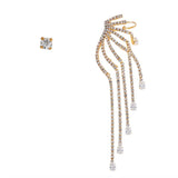 Personality Glass Stones Ear Cuff Tassel Earrings