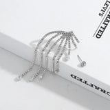 Personality Glass Stones Ear Cuff Tassel Earrings