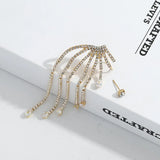 Personality Glass Stones Ear Cuff Tassel Earrings
