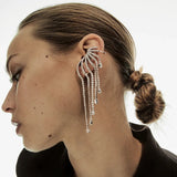 Personality Glass Stones Ear Cuff Tassel Earrings