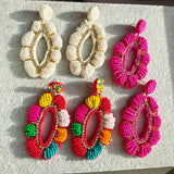 Boho Colorful Beaded Flower Drop Earrings Ethnic Dangle Jewelry