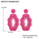 Boho Colorful Beaded Flower Drop Earrings Ethnic Dangle Jewelry