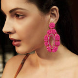 Boho Colorful Beaded Flower Drop Earrings Ethnic Dangle Jewelry