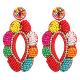 Boho Colorful Beaded Flower Drop Earrings Ethnic Dangle Jewelry