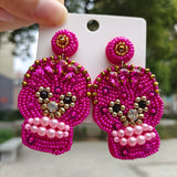 Boho Colorful Beaded Flower Drop Earrings Ethnic Dangle Jewelry