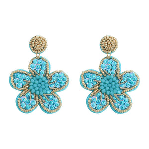 Bohemian Green Leaf Bead Drop Earrings Women Round Dangle Jewelry
