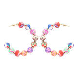 Bohemian Beaded Hoop Earrings Colorful Stone Statement Jewelry