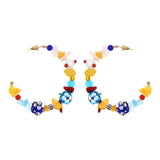Bohemian Beaded Hoop Earrings Colorful Stone Statement Jewelry