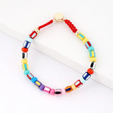 Hand Painted Enamel Beaded Bracelet Button Closure for Women