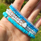 Pearl & Clay Beads Stretch Bracelet Boho 6pcs/set