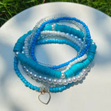 Pearl & Clay Beads Stretch Bracelet Boho 6pcs/set