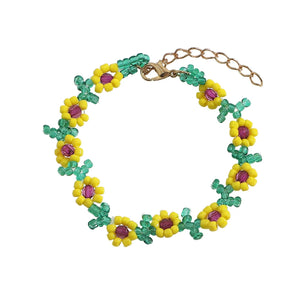 Colorful Daisy Flower Beaded Necklace for Women Boho Acrylic Bead Choker