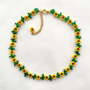 Colorful Daisy Flower Beaded Necklace for Women Boho Acrylic Bead Choker