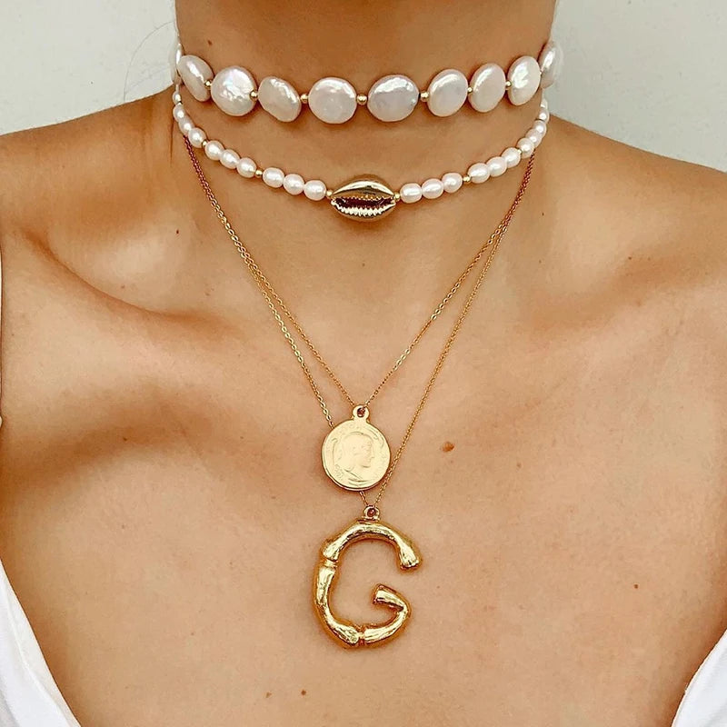 Punk Vintage Layered Pendant Necklace Set for Women