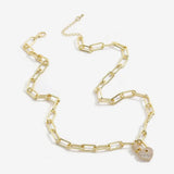 Copper Zircon Padlock Pendant Necklace Punk Rock Statement Jewelry