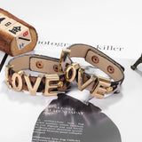 Leopard Print Wide Leather Bracelets Vintage Bangles Women Wedding Jewelry