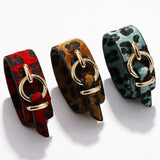 Leopard Print Wide Leather Bracelets Vintage Bangles Women Wedding Jewelry