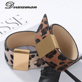 Leopard Print Wide Leather Bracelets Vintage Bangles Women Wedding Jewelry