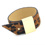 Leopard Print Wide Leather Bracelets Vintage Bangles Women Wedding Jewelry