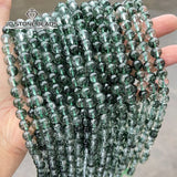 Dark Green Ghost Quartz Round Loose Spacer Bead 4-12mm