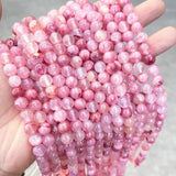 Light Rose Red Afghan Chalcedony Jades Beads Round Loose Spacer Beads