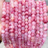 Light Rose Red Afghan Chalcedony Jades Beads Round Loose Spacer Beads