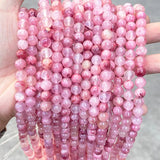 Light Rose Red Afghan Chalcedony Jades Beads Round Loose Spacer Beads