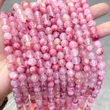 Light Rose Red Afghan Chalcedony Jades Beads Round Loose Spacer Beads