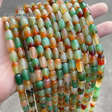 Dyed Peacock Agate Barrel Shape Beads for Jewelry Making