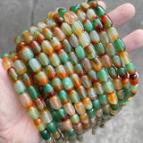 Dyed Peacock Agate Barrel Shape Beads for Jewelry Making